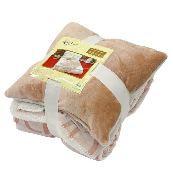 Набір La Nuit персик плед 140x180 см + подушка 40x40 см