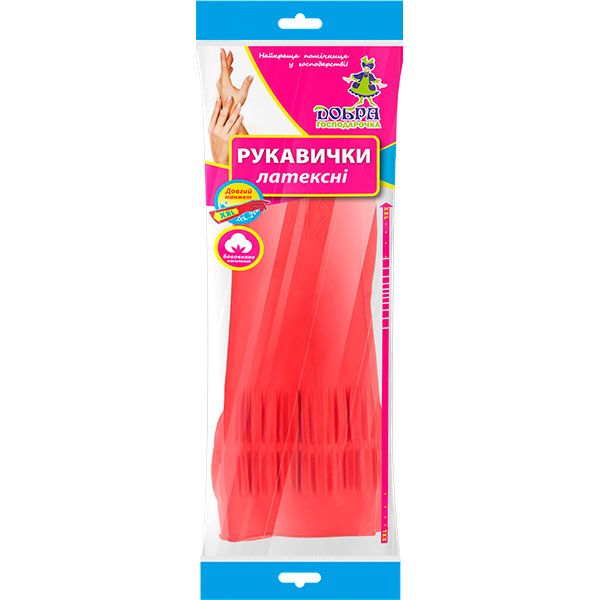 Перчатки латексные Добра господарочка суперкрепкие р.M 1 пар/уп. красные 