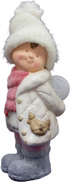 Декоративная новогодняя фигура светодиодная (LED) Мальчик со снежком 41 см 