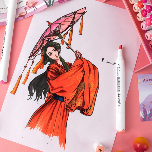 Набор маркеров Arrtx спиртовых Alp ASM-02RD 24 цвета красные оттенки LC302253 