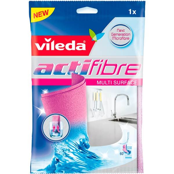 Салфетка для сантехники Vileda Actifibre 29х29 см см 1 шт./уп. розовый