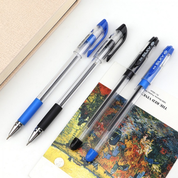 Ручка масляна Baoke 0.5 мм із грипом синя Silky (B36-blue) 