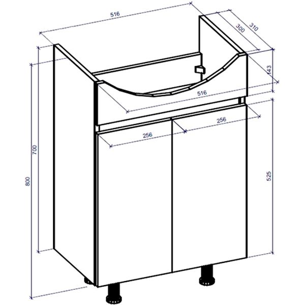 Тумба підлогова Грейд Агата 55 бежева під умивальник Cersania 55