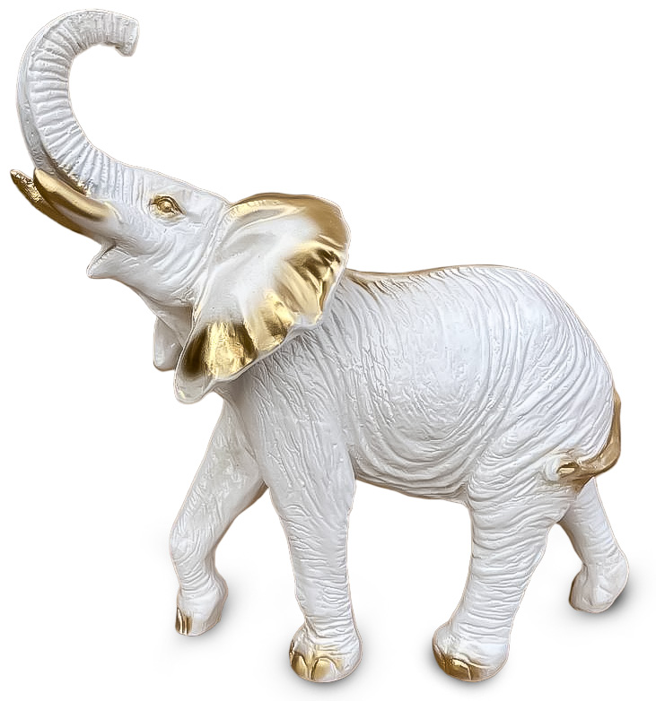Статуэтка декоративная Слон С белое золото 26х12х12 см белый