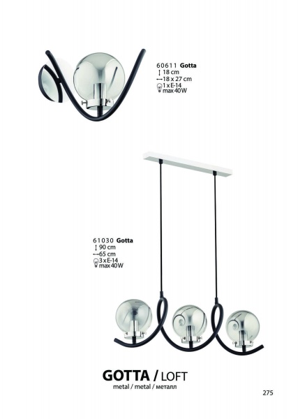 Люстра підвісна ALFA Polo Gotta 3x40 Вт E14 хром/чорний 61030 