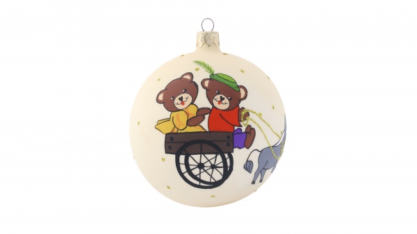 Куля скляна Ведмедики на візочку 100 мм різнокольоровий
