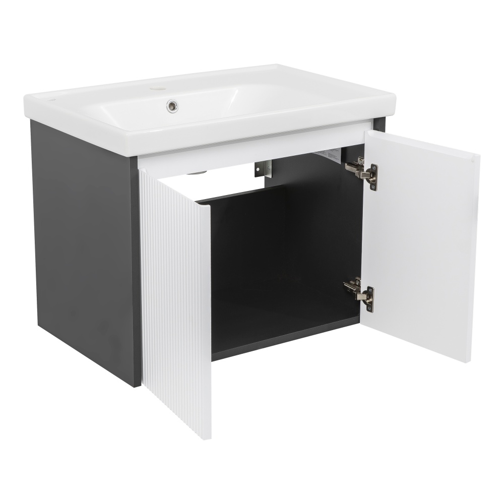 Тумба підвісна Aqua Rodos БАРСЕЛОНА з умивальником Frame 70 см антрацит-белый