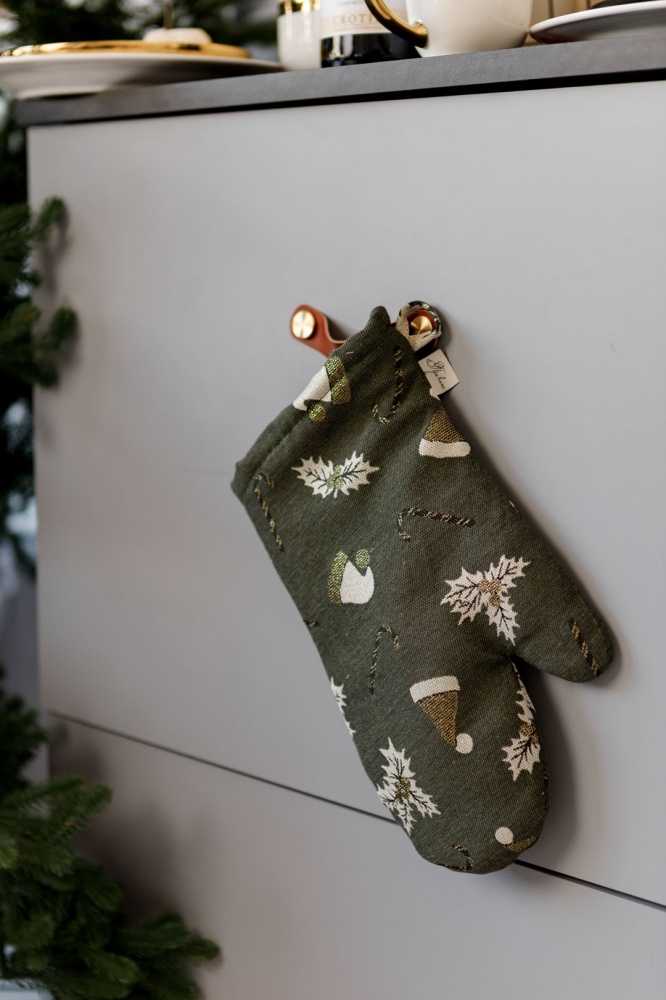 Прихватка-рукавиця Шапочки на зеленому 18x32 см Прованс