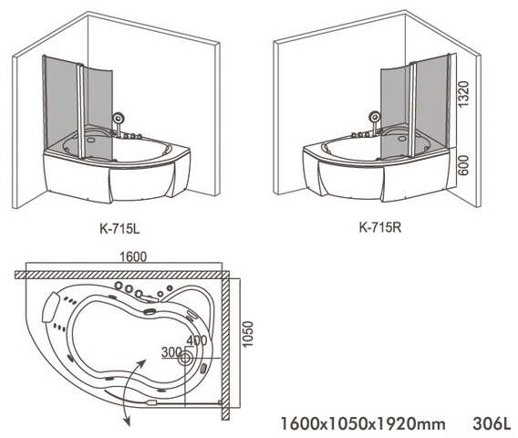 Ванна гидромассажная Korra К-715R