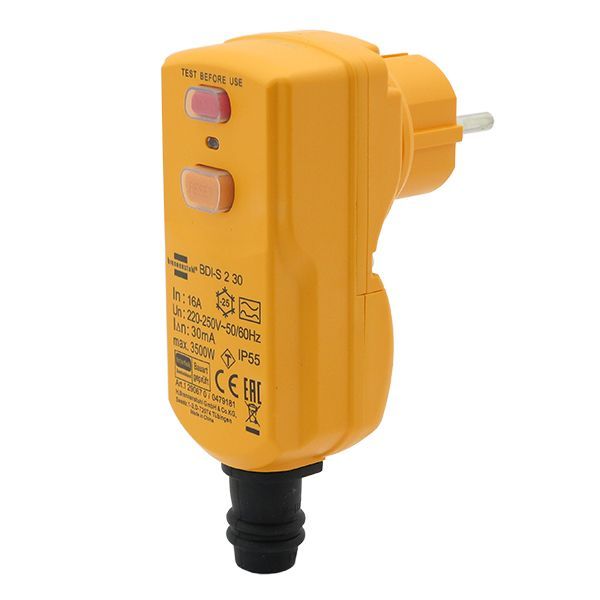 Виделка з пристроєм захисного відключення Brennenstuhl BDI-A 2 30 IP55 3500 Вт 16 А