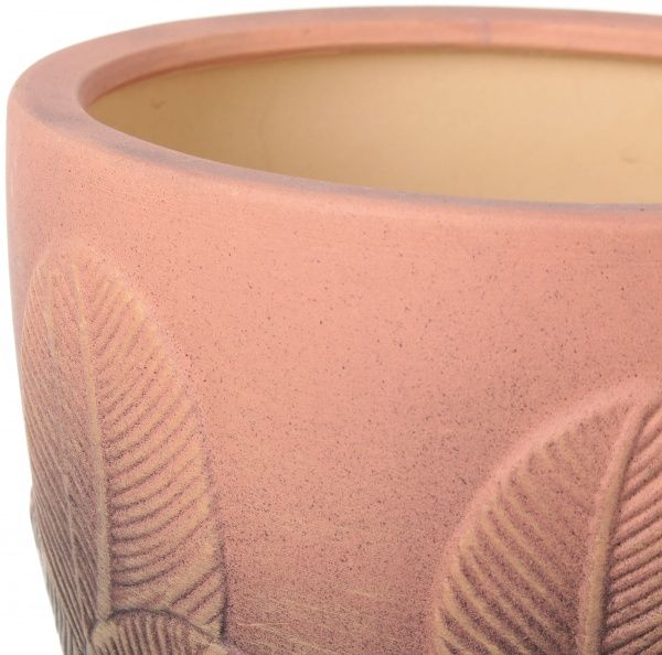 Горщик Viet Thanh Ceramic з блюдцем перо 22х18 см VT.11660-2 круглий коричневий 