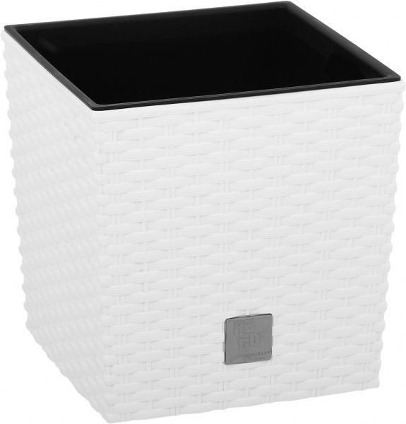 Горшок пластиковый Prosperplast Rato low 2 в 1 квадратный 6,8л белый (70892-449) 