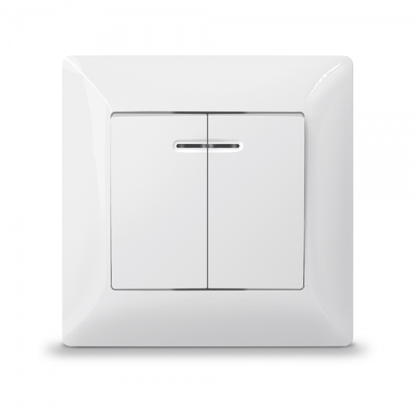 Вимикач двоклавішний Videx з підсвіткою білий TF-ST-SW2L-W