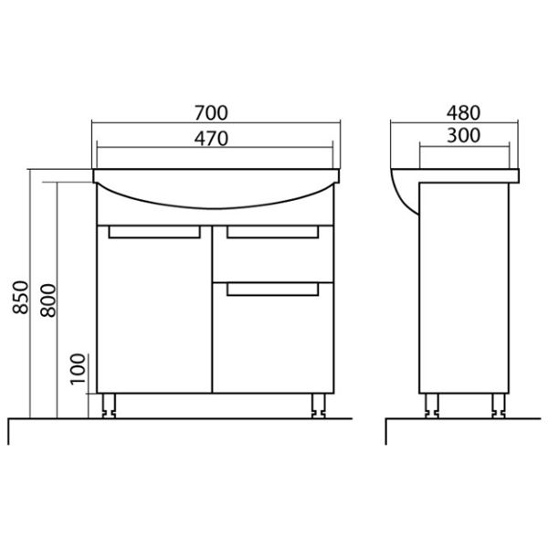 Тумба с умывальником Аква-Родос Оптима 70 см белая