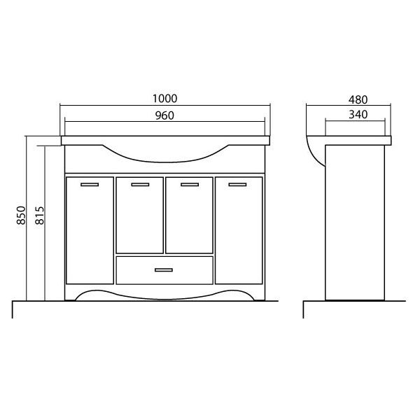 Тумба с умывальником Аква-Родос Классик 100 см 081300-u New Klasik
