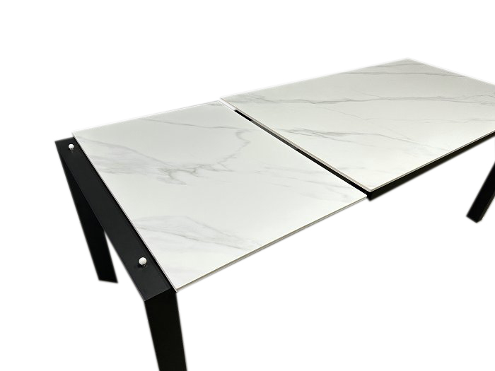 Стол обеденный Prestol Ларс 1400(2000)x800x750мм белый матовый/черный