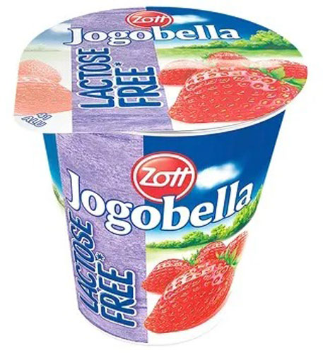 Йогурт ТМ Zott Йогобелла безлактозний в асортименті зі смаком (полуниці, персика, малини, вишні) 2,7%, 150г 