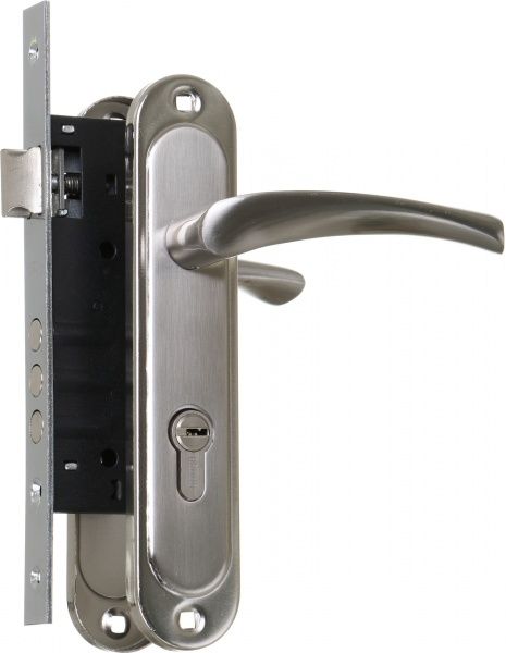 Замок врезной с ручками Bruno Bravo 70 PZ 70 мм матовый никель