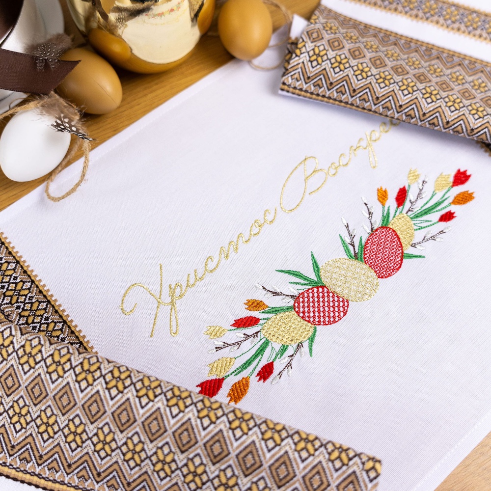 Полотенце пасхальное 707-25/00 33x83 см Эдельвика белый/бежевый