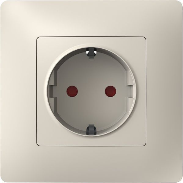 Розетка с заземлением Plank Electrotechnic Classic/Nordic со шторками слоновая кость PLK0521131
