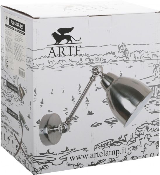 Бра Arte Lamp Braccio 1x60 Вт E27 матовое серебро A2054AP-1SS 