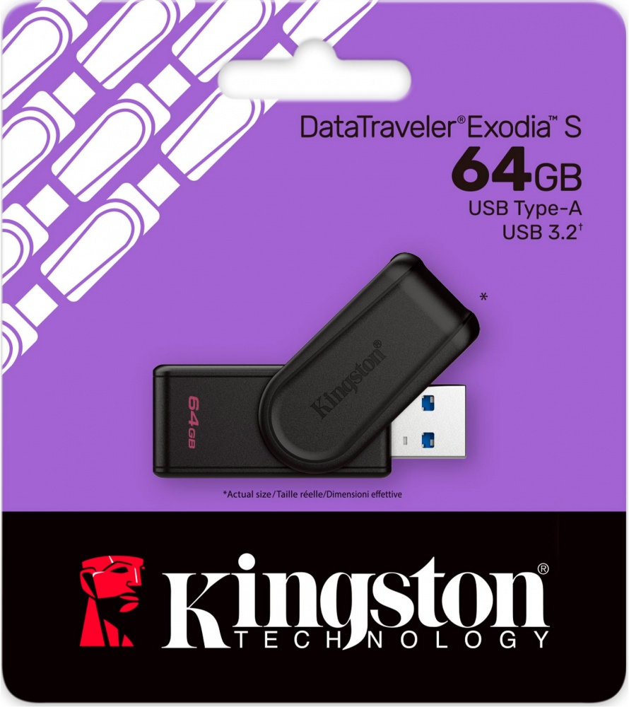 Флешпам'ять USB Kingston DataTraveler Exodia S 64 ГБ USB 3.2 Gen. 1 black (DTXS/64GB)