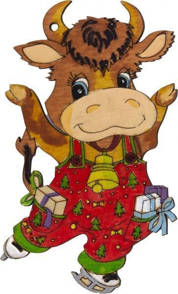 Декоративная подвеска Бычок на коньках 11,5 см 801 