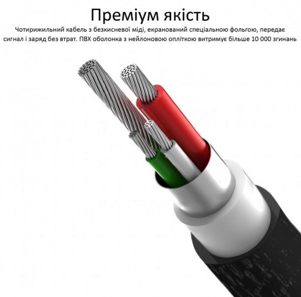 Дата-кабель Promate USB Type-C – USB 1,2 м (nervelink-c.black) 