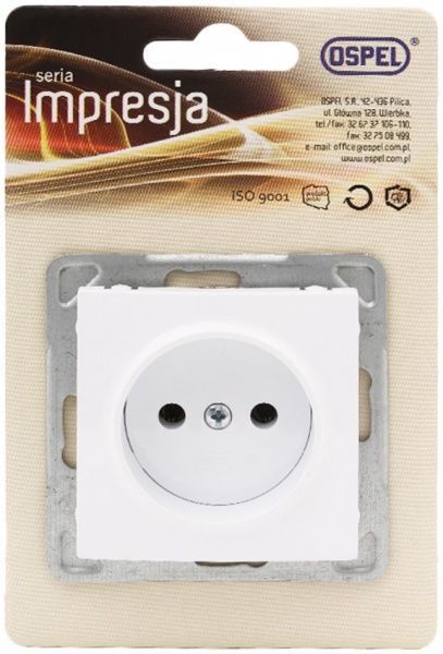 Розетка без заземлення Ospel Impresja 16 А 250 В без шторок білий