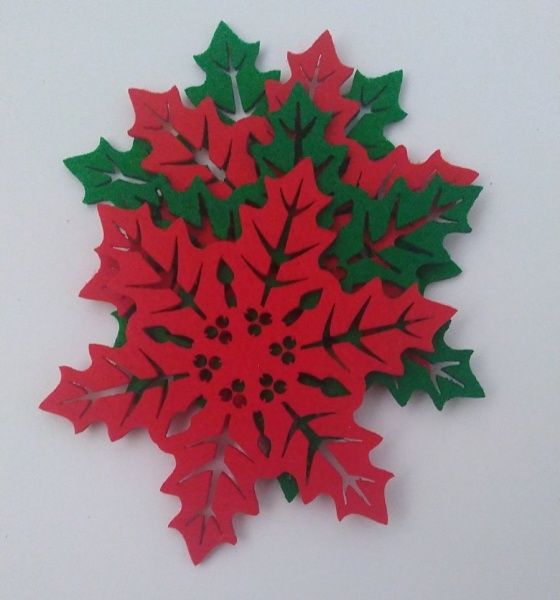 Декоративное изделие Пуансеттия 13 см 4 шт. 125148 Діамантові ручки