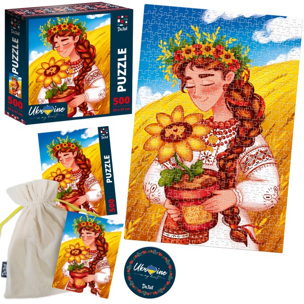 Пазли картонні De.tail Україночка зі соняшником DT500-05