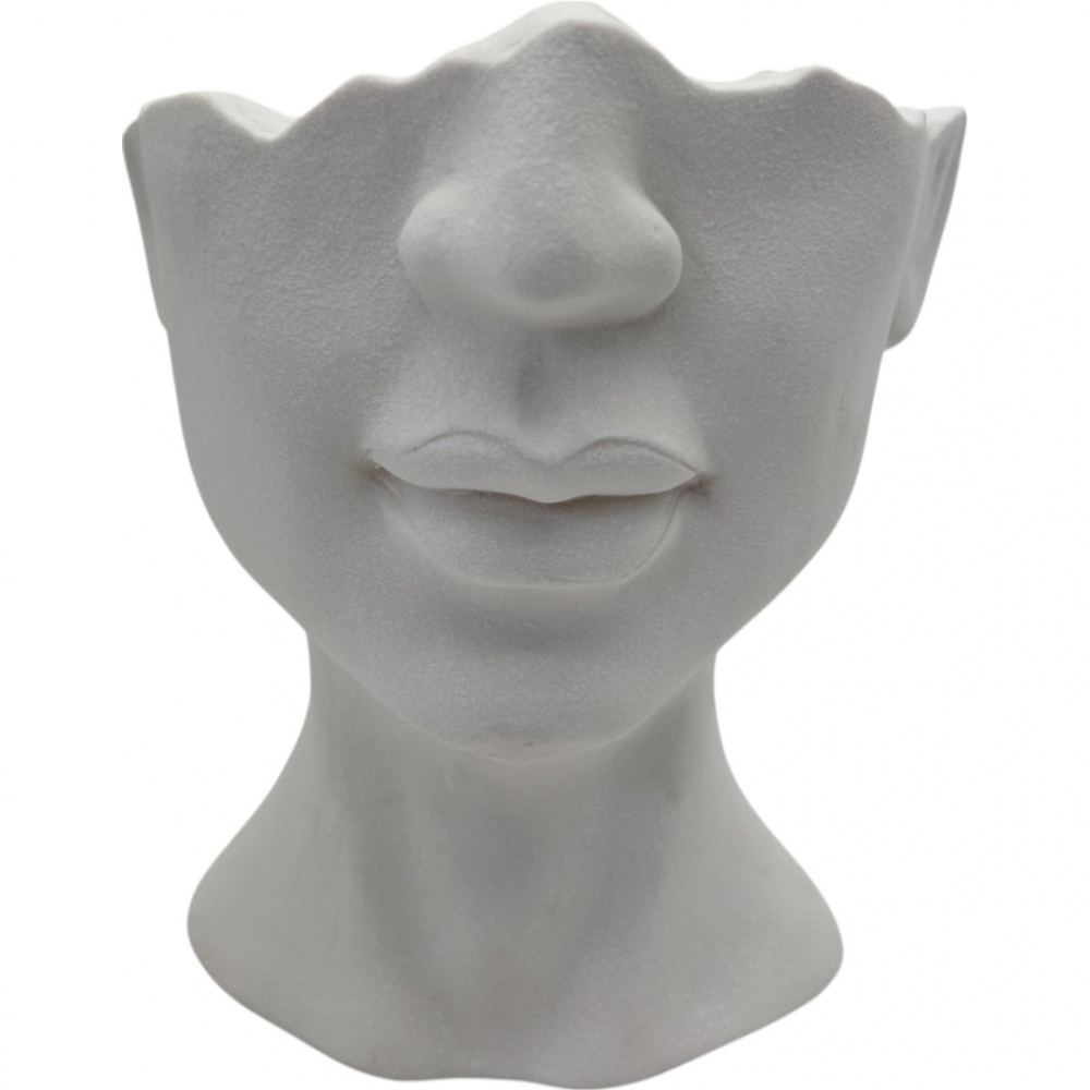 Кашпо керамика Лицо 15х17 см серый Zhongyang Economic (ZY2388-2)