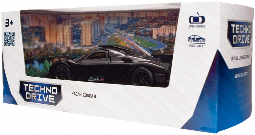 Автомодель TechnoDrive 1:43 Pagani Zonda R черный 250434U