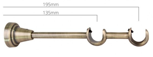 Карниз Bojanek FEDORA подвійний укомплектований d19 мм 240 см антична латунь 