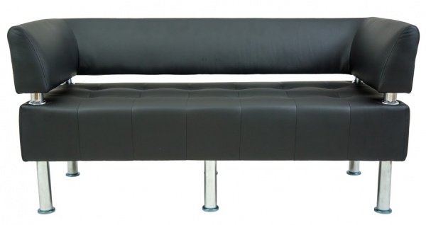 Диван офісний Richman Флай 2230 подвійний зі спинкою та підлокітниками чорний 1550x650x750 мм