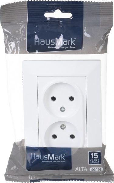 Розетка двойная без заземления HausMark Alta без шторок без крышки белый SNG-SCP.SQ20MG21WTG-W
