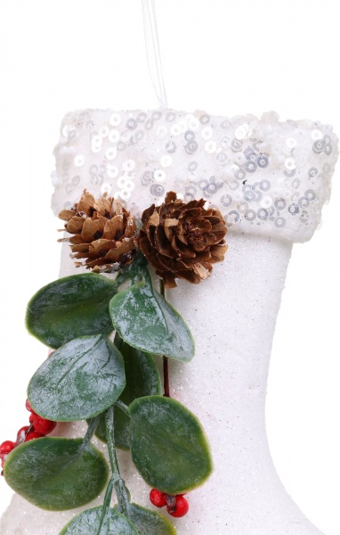 Декоративна підвіска Чобіт з декором 14 см HF19046 білий