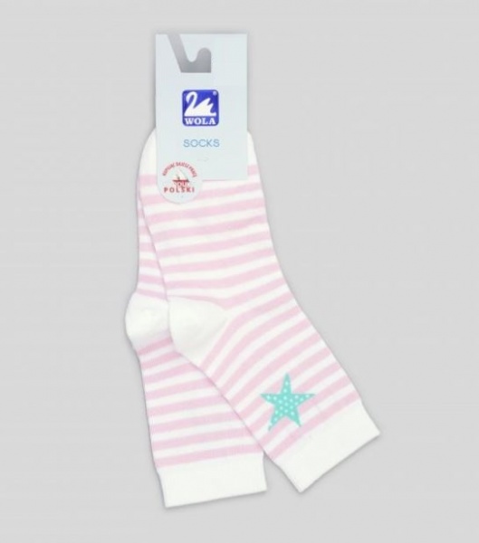 Носки для девочек Wola W34.01P 586 р. 30-32 белый с розовым 