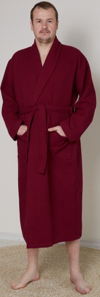 Халат вафельний Ideal для чоловіків р. XXL бордовий