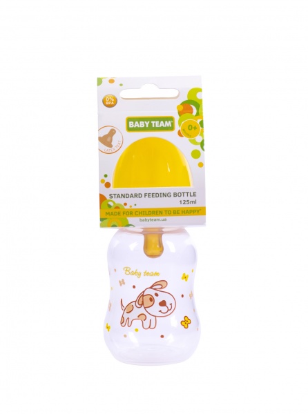 Пляшечка Baby Team з латексною соскою в асортименті 125 мл
