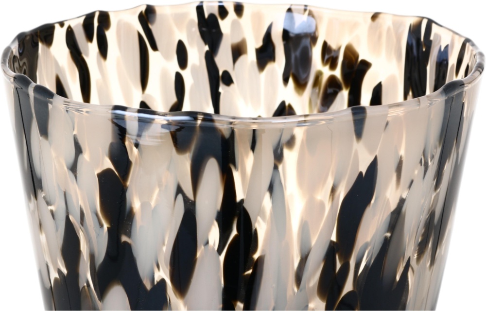 Ваза стеклянная Wrzesniak Glassworks Confetti 24 см черно-белая 27-1061D