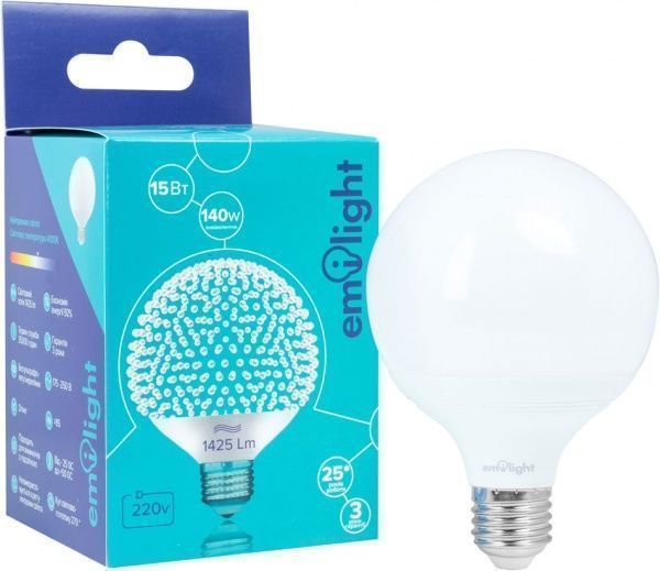 Лампа світлодіодна Emilight 15 Вт G95 матова E27 220 В 4100 К 