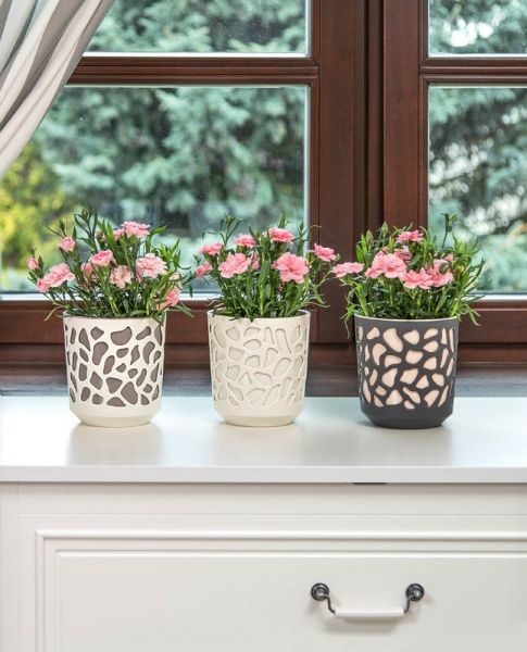 Горщик для квітів Lamela Дует 300 круглий 20,2л антрацит/світло-бежевий 