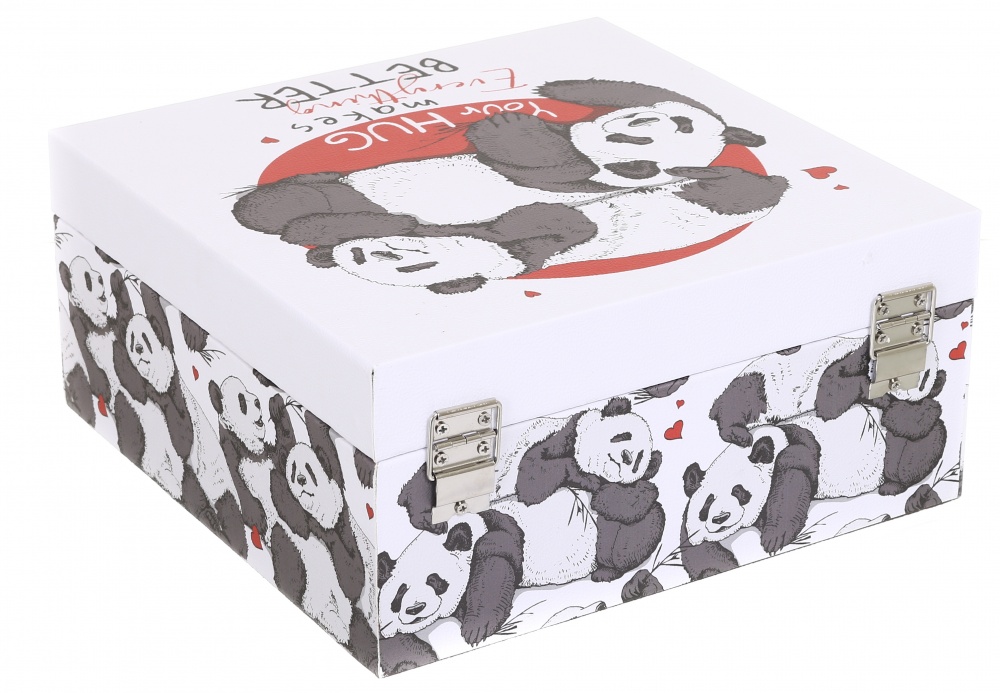 Скринька Пандочки біло-чорна 26x26x12 см DECO-V