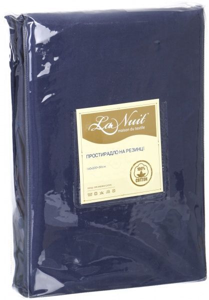 Простынь на резинке Solid 160x200+30 см синий La Nuit 