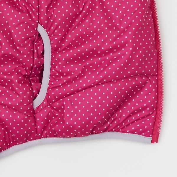Жилет детский для девочки Соня белый горох р.122 розовый с рисунком 