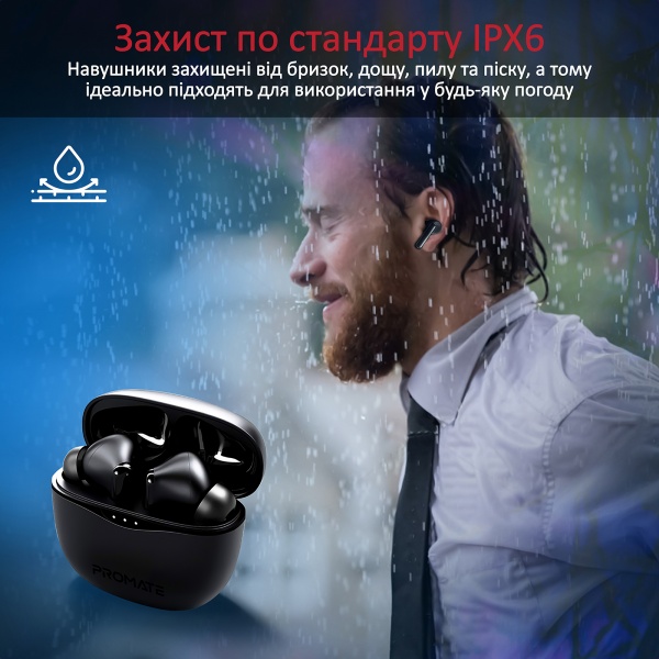 Наушники беспроводные Promate Hybrid-ANC Bluetooth 5.2 black (hybrid-anc.black) 