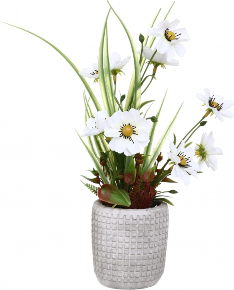 Рослина штучна Космея в бетонному горщику 24,5 см