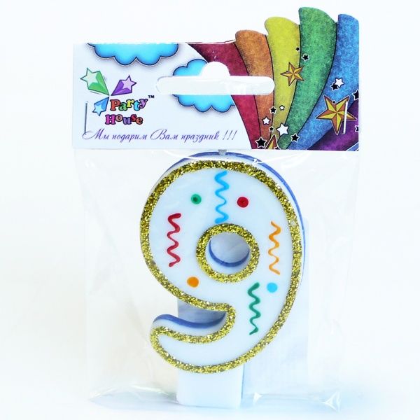 Свічки для торта Party House цифра «9» 1 шт.