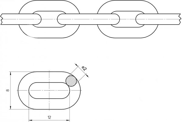 Цепь короткозвеньевая 2 мм 1 м оцинкованная